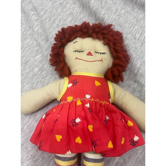 Raggedy Ann Cloth Doll For Kids Red Dress And Beautiful Red Curl Hair - Picture 6 of 11